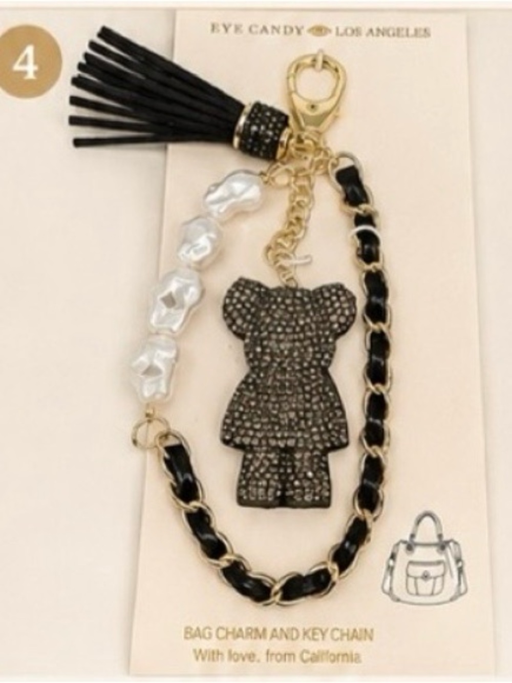 Eye Candy Black Teddy Bag Charm Key Chain